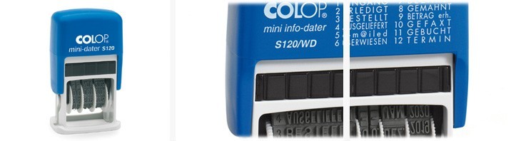 Colop Datumstempel Minidater S160 Wortbandstempel Stempel blau/rot Textstempel